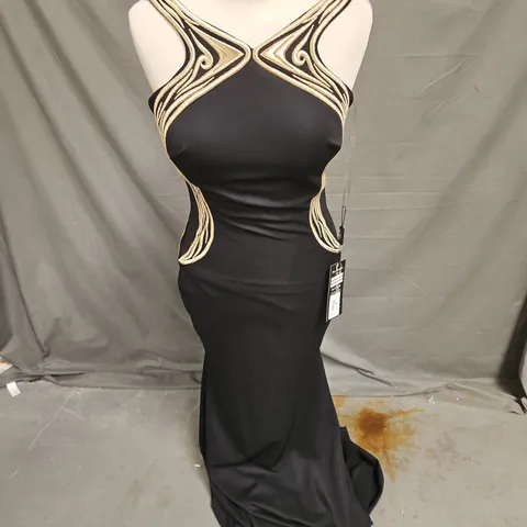 PIA MICHI PROM DRESS IN BLACK/GOLD SIZE 8