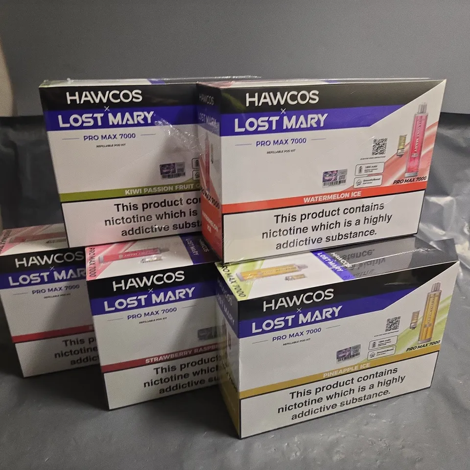 LOT OF 5 SEALED LOST MARY HAWCOS PRO MAX 7000 REFILLABLE POD KITS