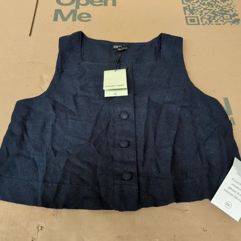 NOBODYS CHILD SAMMIE BUTTON FRONT TANK IN NAVY - UK 10