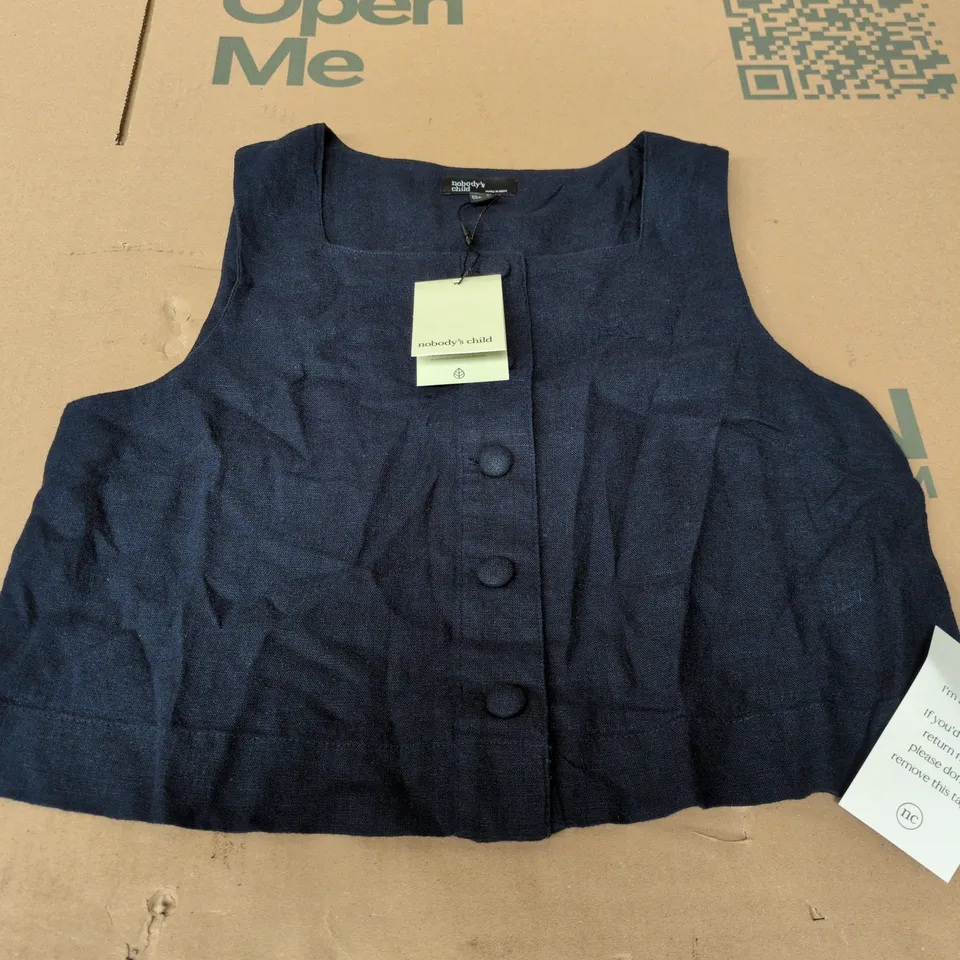 NOBODYS CHILD SAMMIE BUTTON FRONT TANK IN NAVY - UK 10