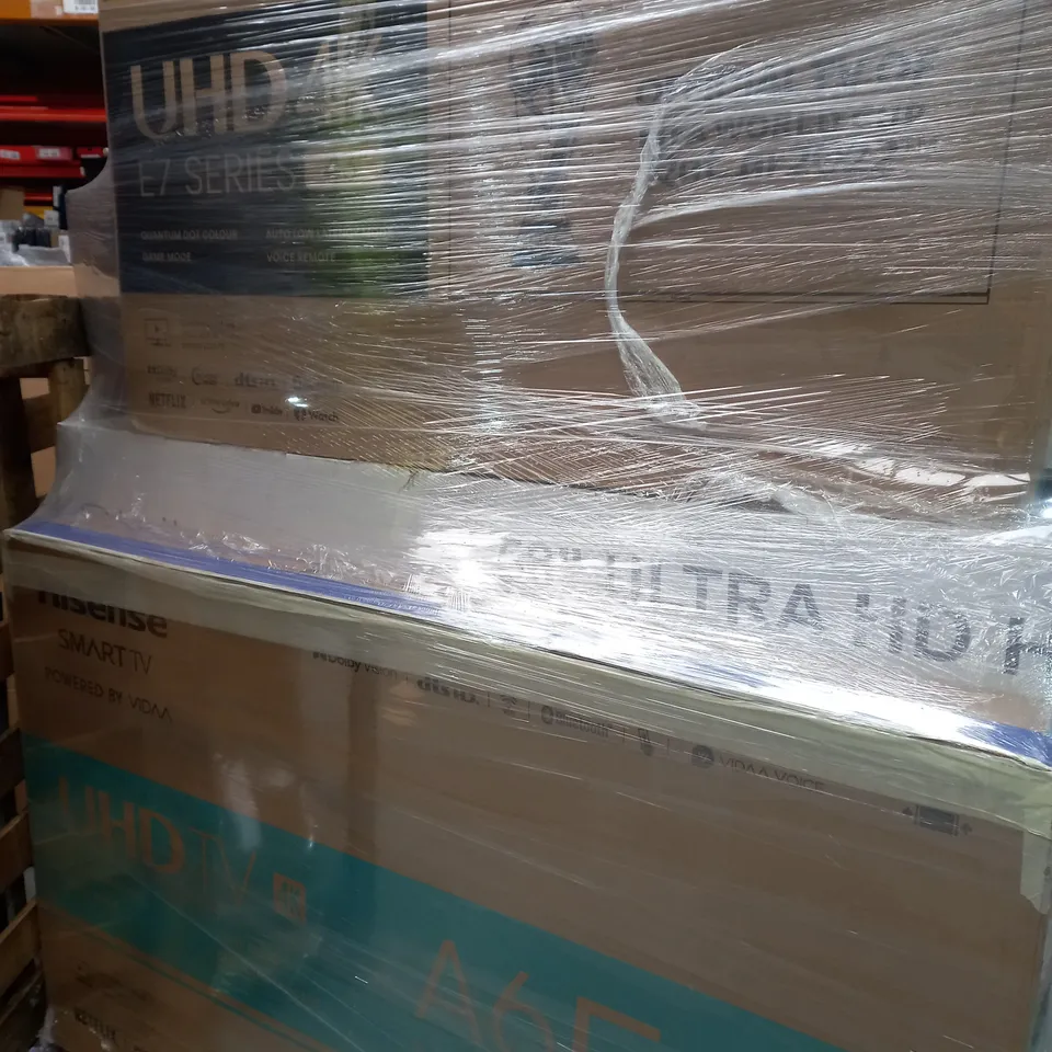 PALLET OF 8 ASSORTED TELEVISION & MONITORS TO INCLUDE - PHILIPS AMBILIGHT PUS8508 55 INCH SMART 4K LED TV - TOSHIBA 32" FULL HD WLAN SMART TV - TOSHIBA 65QF5D53DB QLED 4K SMART FIRE TV ECT - COLLECTIO