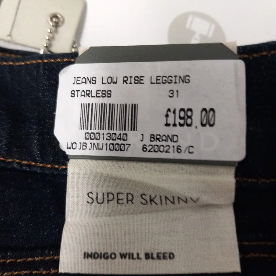J BRAND JEANS LOW RISE LEGGING STARLESS SIZE 31
