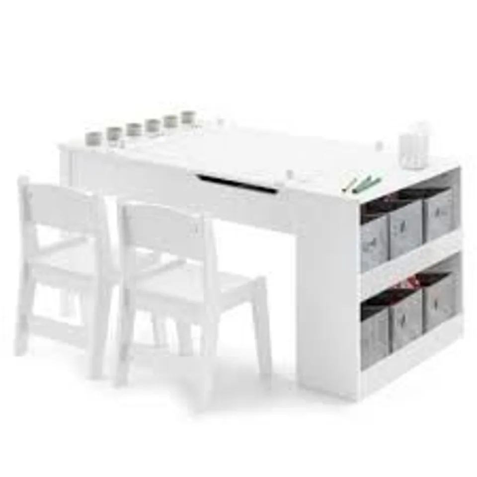 COSTWAY 2 IN 1 WHITE KIDS ART TABLE AND CHAIR SET