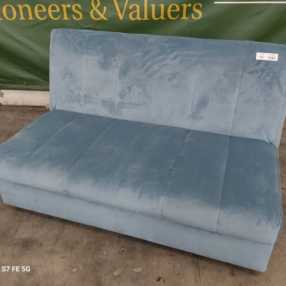 DESIGNER FOLD OUR SOFABED LIGHT BLUE PLUSH FABRIC 