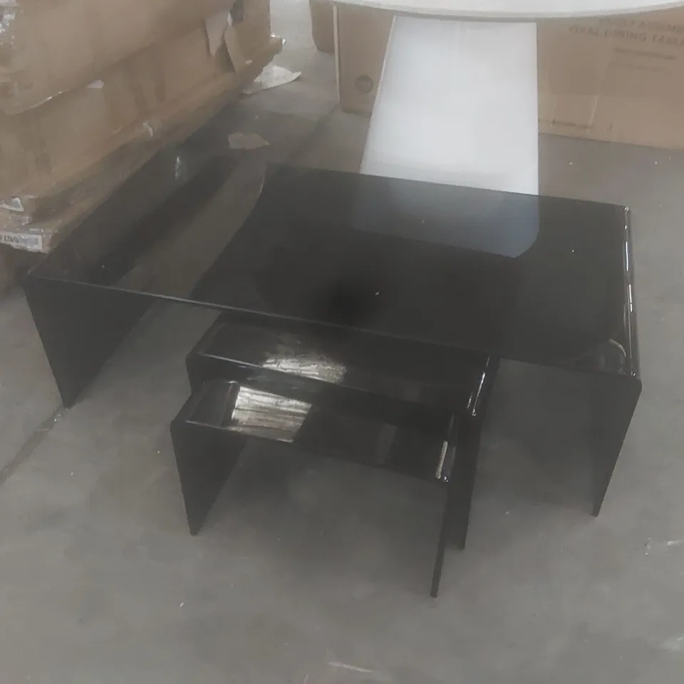 SET OF 3 ANZAC SMOKED GLASS NEST OF TABLES