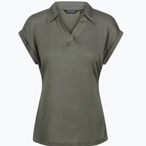 REGATTA WOMENS LUPINE COLLARD SHORT SLEEVE SHIRT FOUR LEAF CLOVER SIZE 20