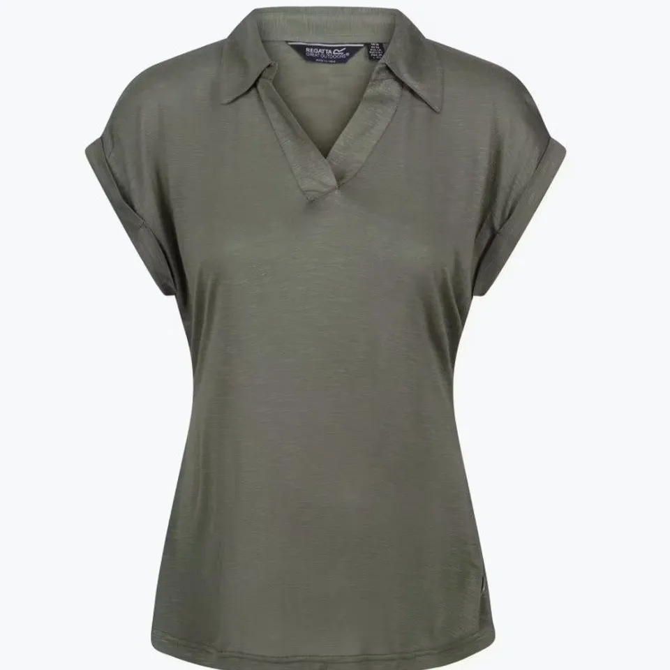 REGATTA WOMENS LUPINE COLLARD SHORT SLEEVE SHIRT FOUR LEAF CLOVER SIZE 20