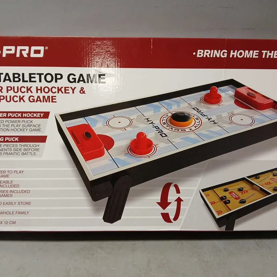 BOXED HY-PRO 2 IN 1 TABLETOP GAME POWER PUCK HOCKEY SLING PUCK GAME 