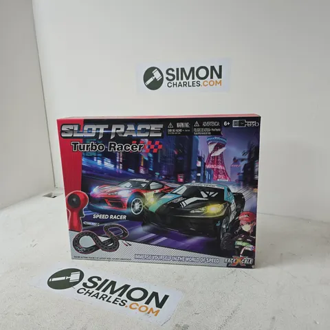 SLOT RACE TURBO RACER – BOXED TOY CAR RACING SET