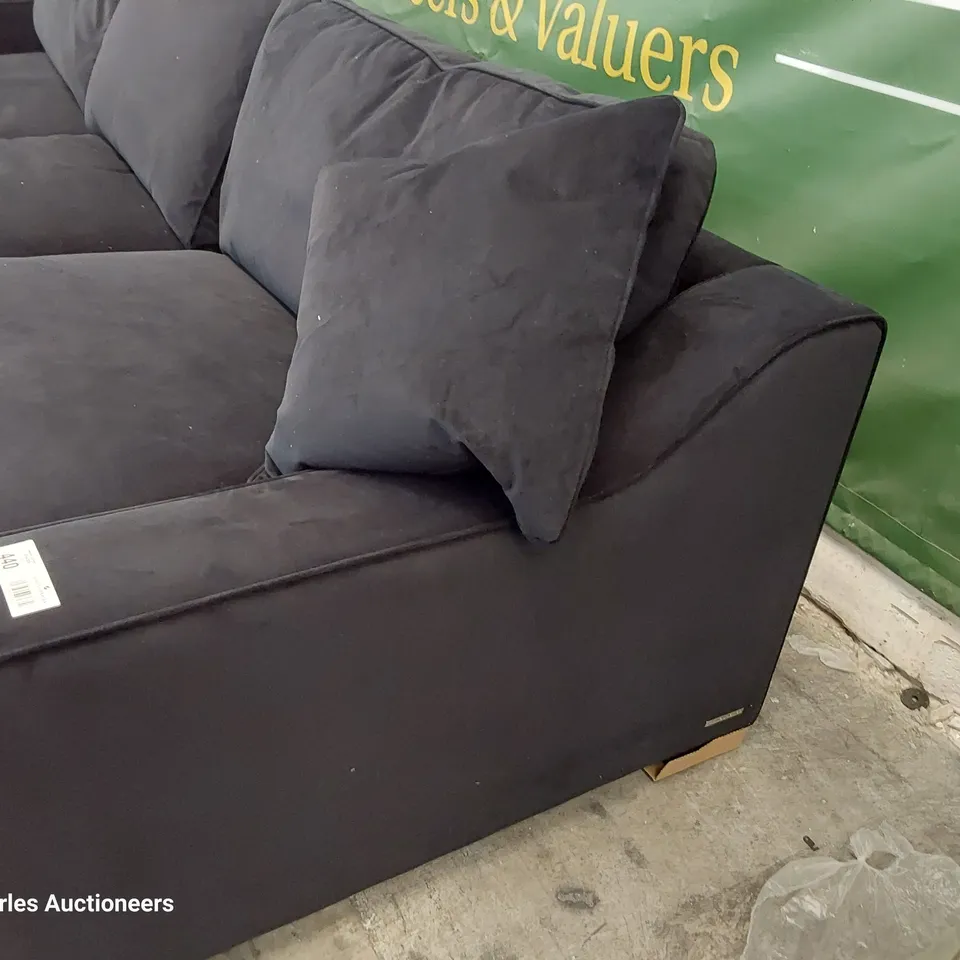 QUALITY BRITISH DESIGNER LOUNGE Co. IMOGEN FOUR SEATER SOFA BLACK PLUSH FABRIC 