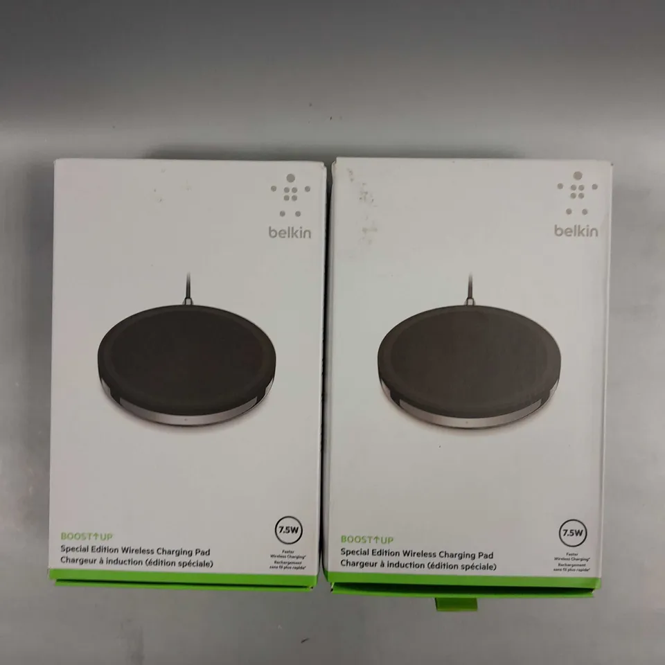2 X BOXED BELKIN BOOST-UP SPECIAL EDITION 7.5W WIRELESS CHARGING PADS IN BLACK 