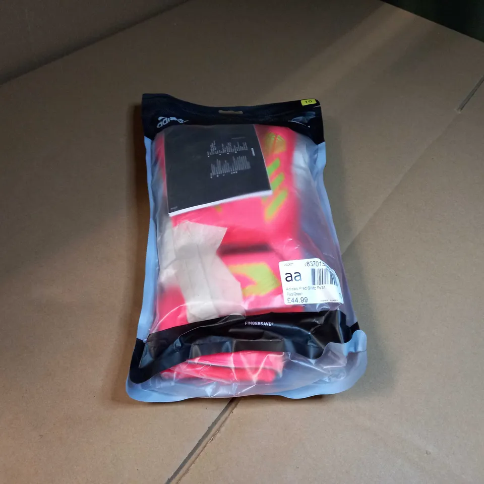 PACKAGED ADIDAS RED/GREEN FOOTBALL GLOVES 