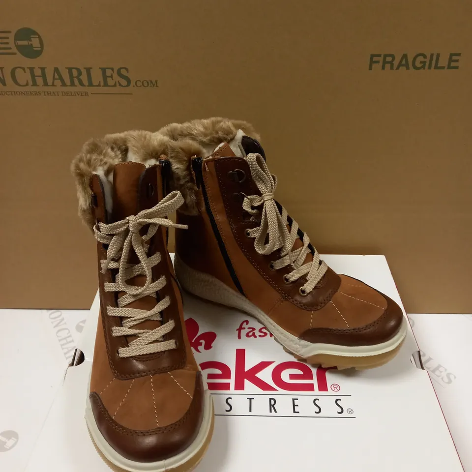 RIEKER LACE UP HIKER BOOTS TAN - SIZE 5