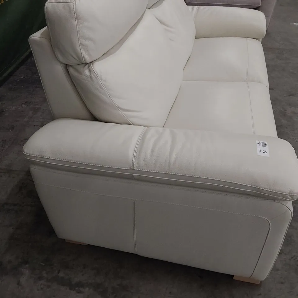 QUALITY ITALIAN DESIGNER MERRY DUE FIXED THREE SEATER SOFA WHITE LEATHER 