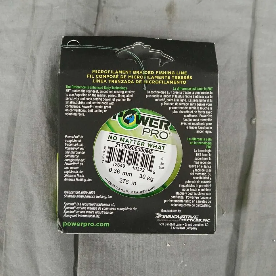 POWERPRO NO MATTER WHAT BRAIDED FISHING LINE - MOSS GREEN, 0.36MM X 275M