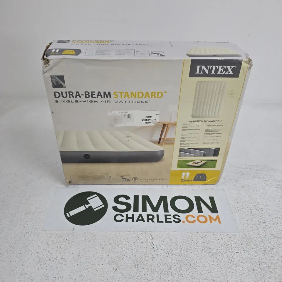 BOXED INTEX DURA-BEAM STANDARD SINGLE-HIGH AIR MATTRESS 