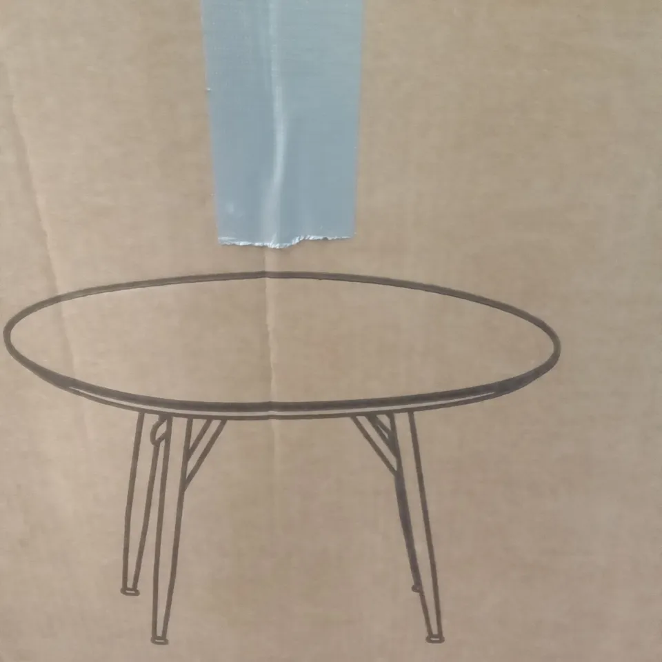 BOXED LOGAN ROUND DINING TABLE - HIGH GLOSS GREY 