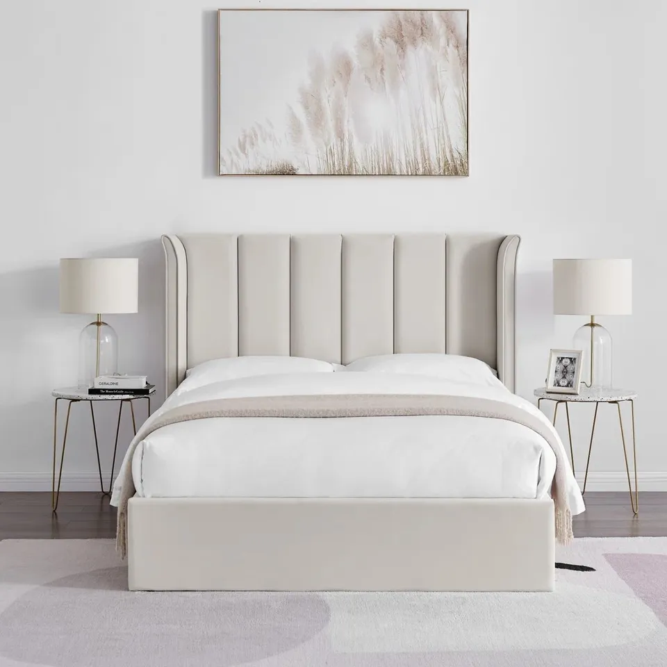 BOXED ASHOK BED - NATURAL // SIZE: 5FT KING (3 BOXES)