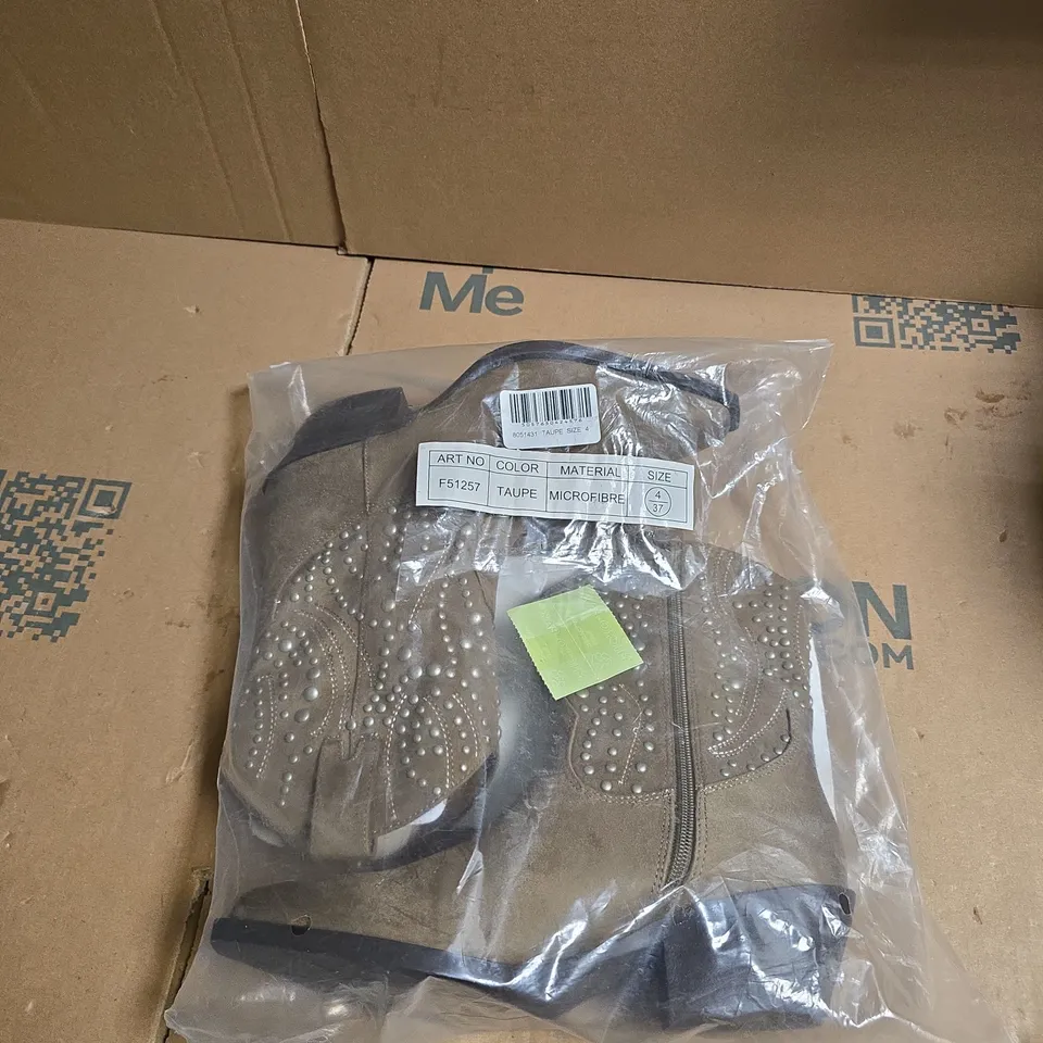 TAUPE MICROFIBRE BOOTS – WOMEN'S, UK 4 (EU 37)