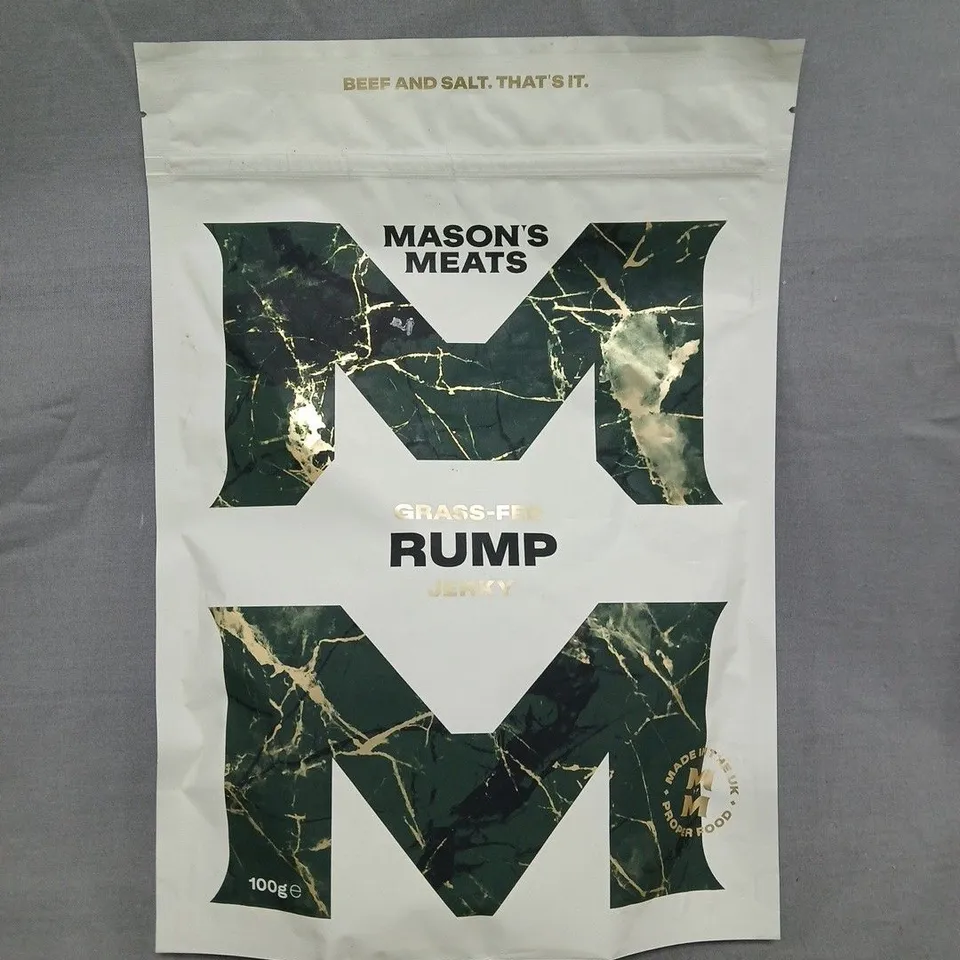 APPROXIMATELY 4 PACKS OF MASON'S MEATS GRASS-FED RUMP JERKY (100G)