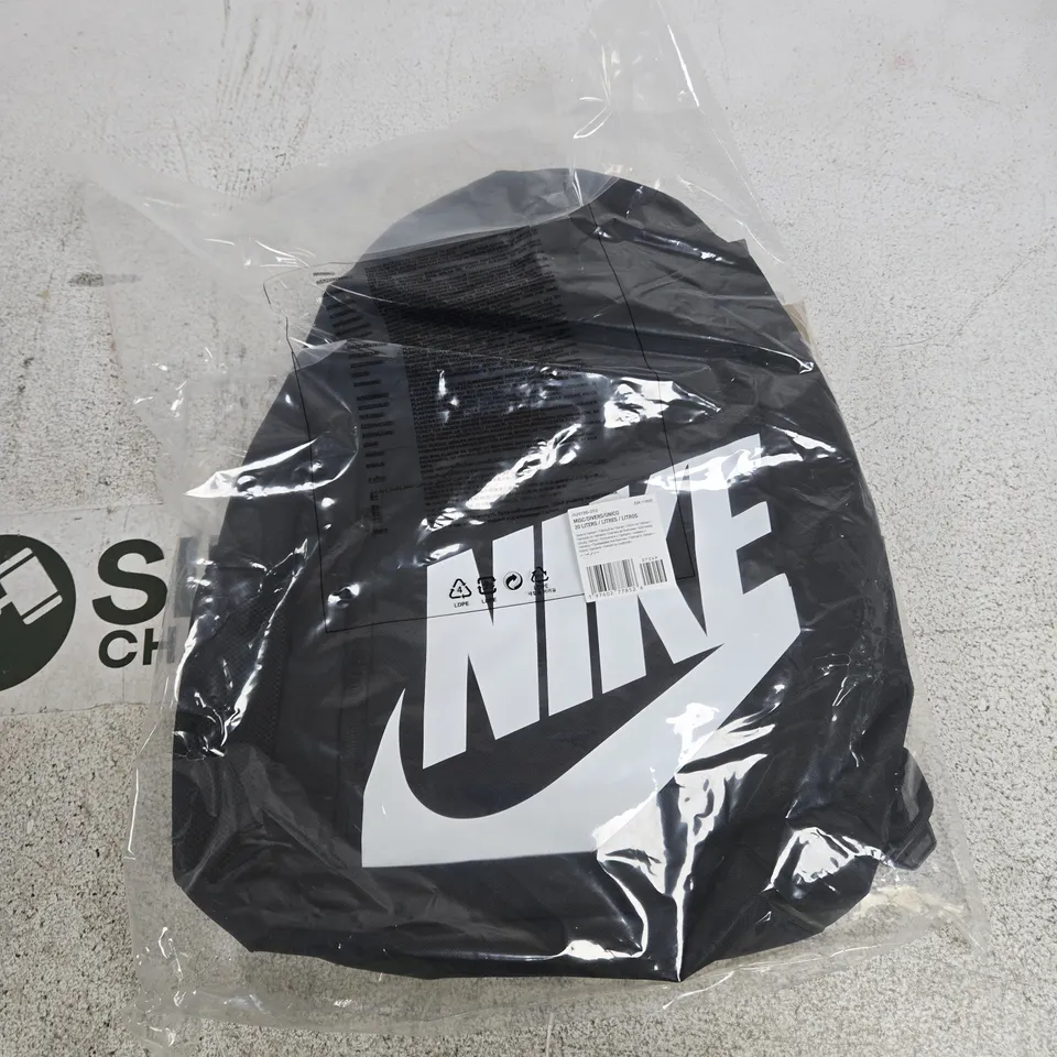 NIKE 20L BACKPACK – BLACK WITH WHITE SWOOSH LOGO
