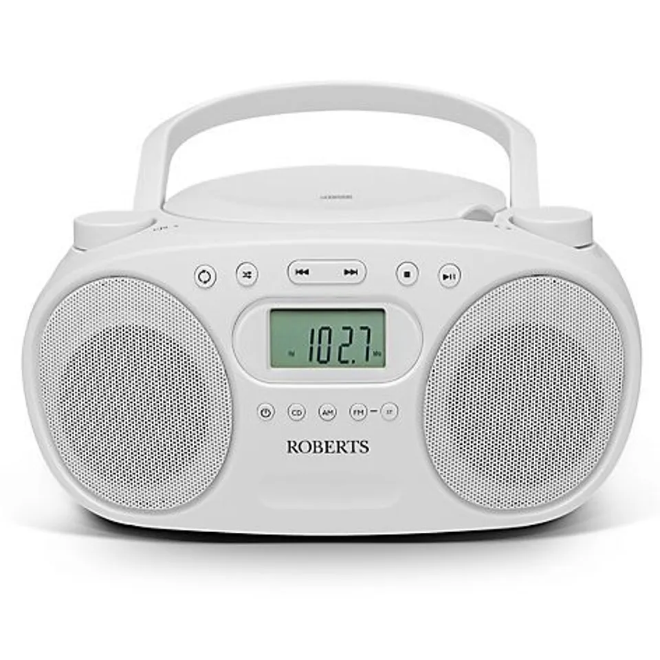 ROBERTS ZOOMBOX FM/AM RADIO WITH CD PLAYER WHITE
