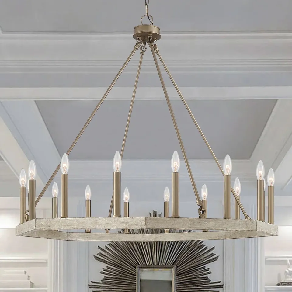 BOXED VREDENBURGH 16-LIGHT WAGON WHEEL  CANDLE STYLE CHANDALIER 