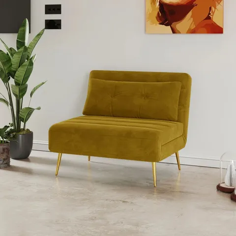 BOXED TAYSIA 79cm ARMLESS SOFA BED - MUSTARD (1 BOX)
