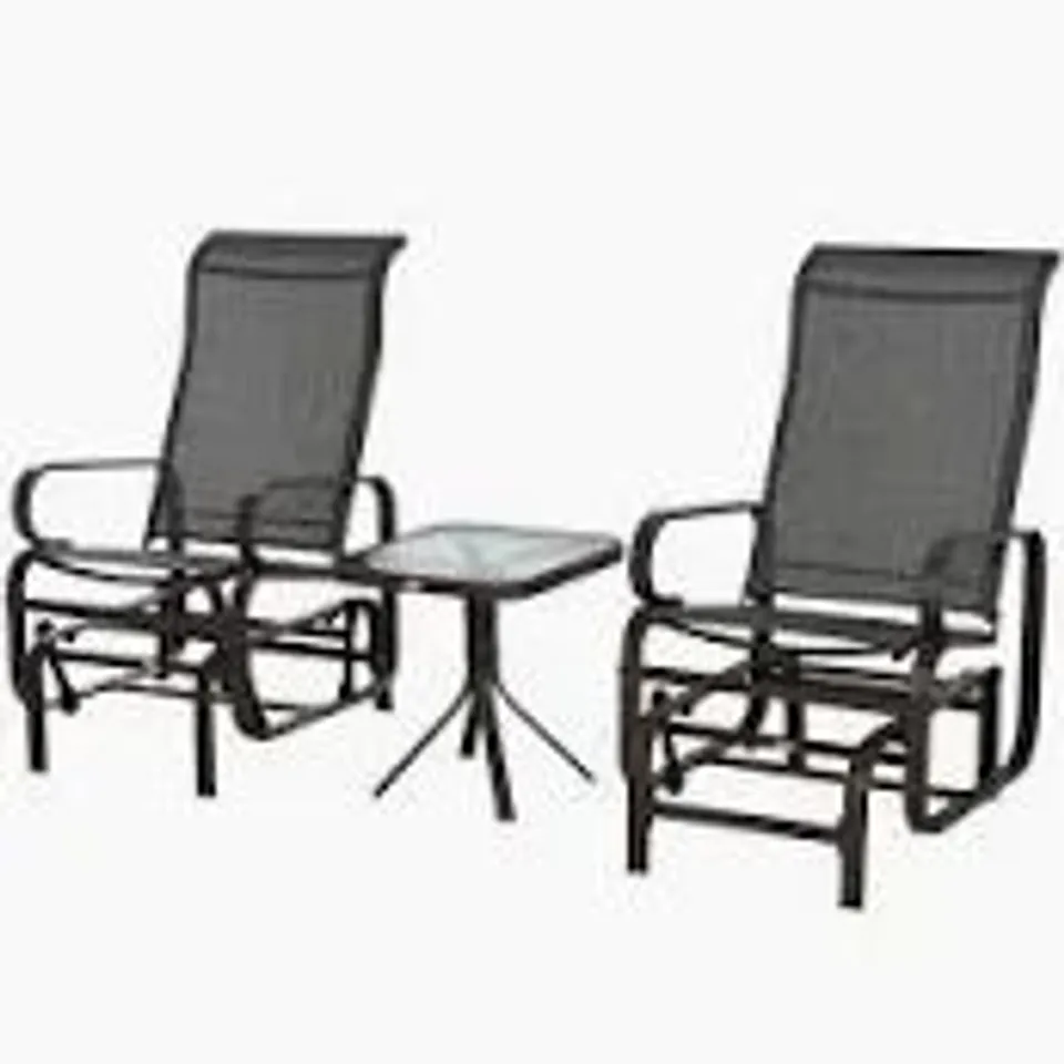 BOXED OUTSUNNY THREE-PIECE METAL FRAME GARDEN SEATING SET - GREY