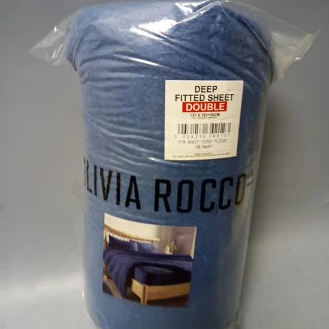 OLIVIA ROCCO DEEP FITTED SHEET IN DOUBLE - NAVY
