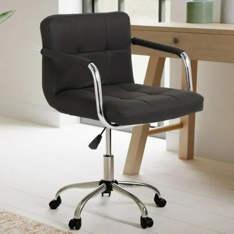 BOXED NEO BLACK FAUX LEATHER SWIVEL OFFICE CHAIR (1 BOX)