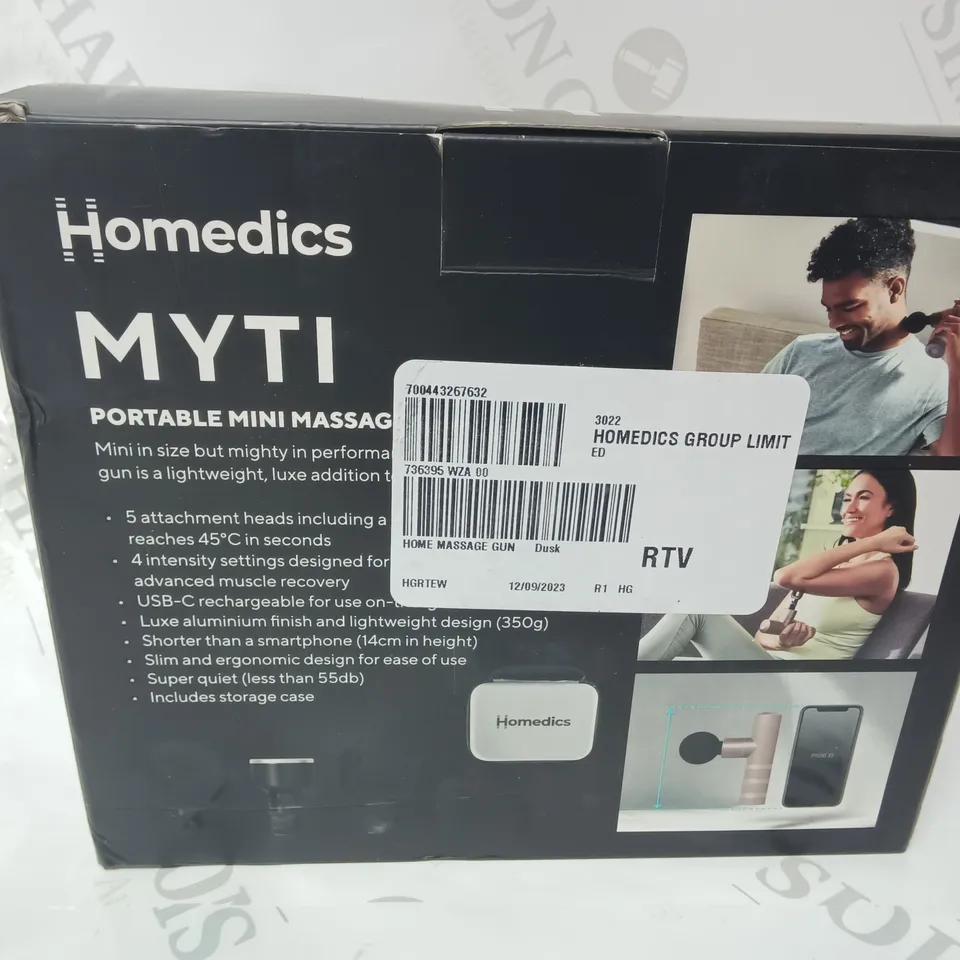 BOXED HOMEDICS MYTI PORTABLE MINI MASSAGE GUN - DUSK