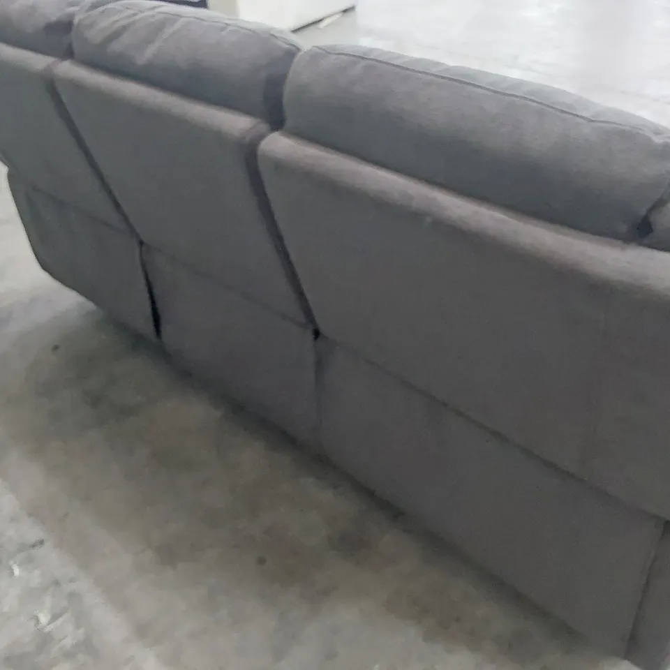 DESIGNER THREE SEATER MANUAL RECLINING SOFA CHARCOAL FABRIC 