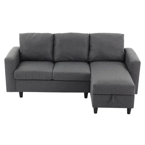 BOXED L-SHAPED 3-SEATER CONVERTIBLE SOFA WITH LED, USB AND OTTOMAN GREY (3 BOXES)