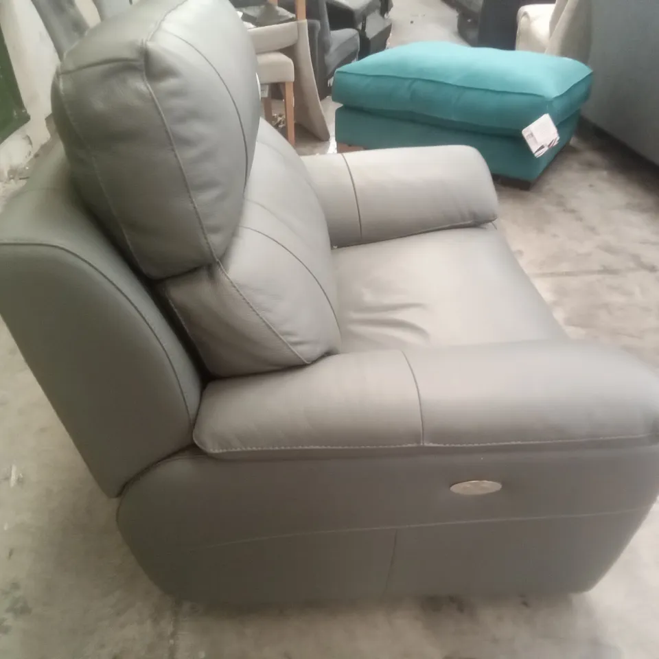 QUALITY ITALIAN DESIGNER PATRIZIO SMALL ARMS ELECTRIC RECLINER CHAIRS - ANTHRACITE GREY LEATHER