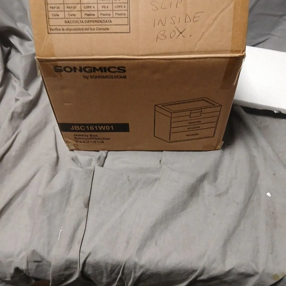 SONGMICS JEWELLERY BOX WITH GLASS TOP – JBC161W01, 3-DRAWER STORAGE