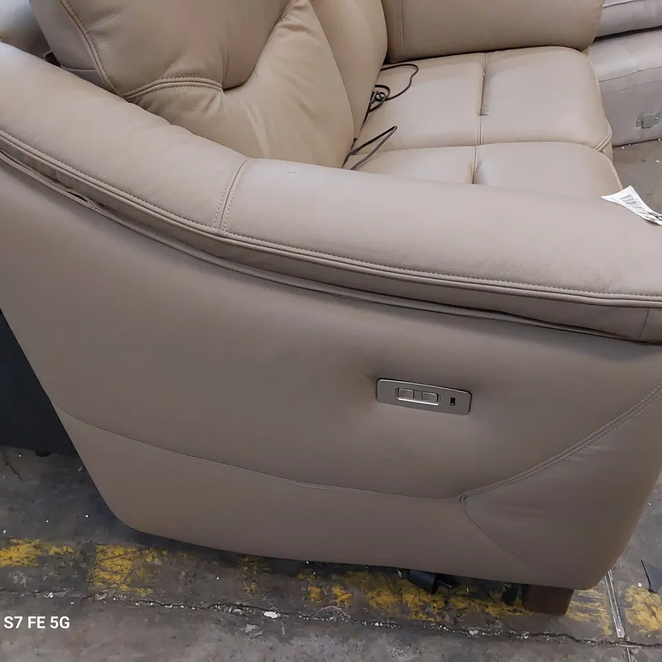 QUALITY BRITISH DESIGNER G PLAN JACKSON POWER RECLINING TWO SEATER SOFA SAND LEATHER