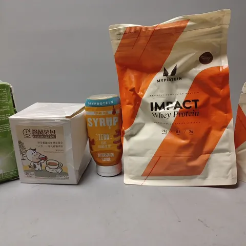 BOX OF APPROX 5 ASSORTED FOOD & DRING ITEMS TO INCLUDE - MY PROTEIN IMPACT WHEY CHOCOLATE BROWINE - MY PROTIEN IMPACT CREATINE - VOOM ELECTRO ENERGY BAR ETC