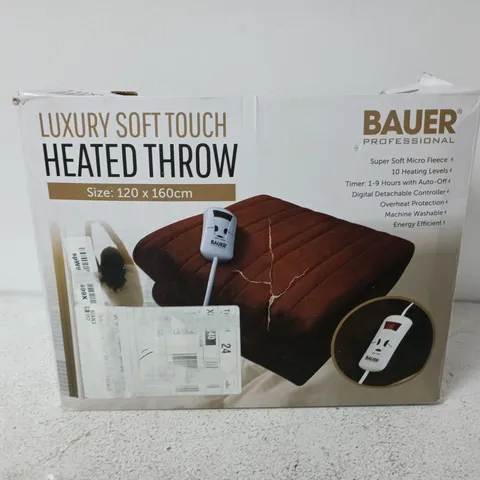 BAUER LUXURY SOFT TOUCH HEATED THROW – 120 X 160 CM, BOXED