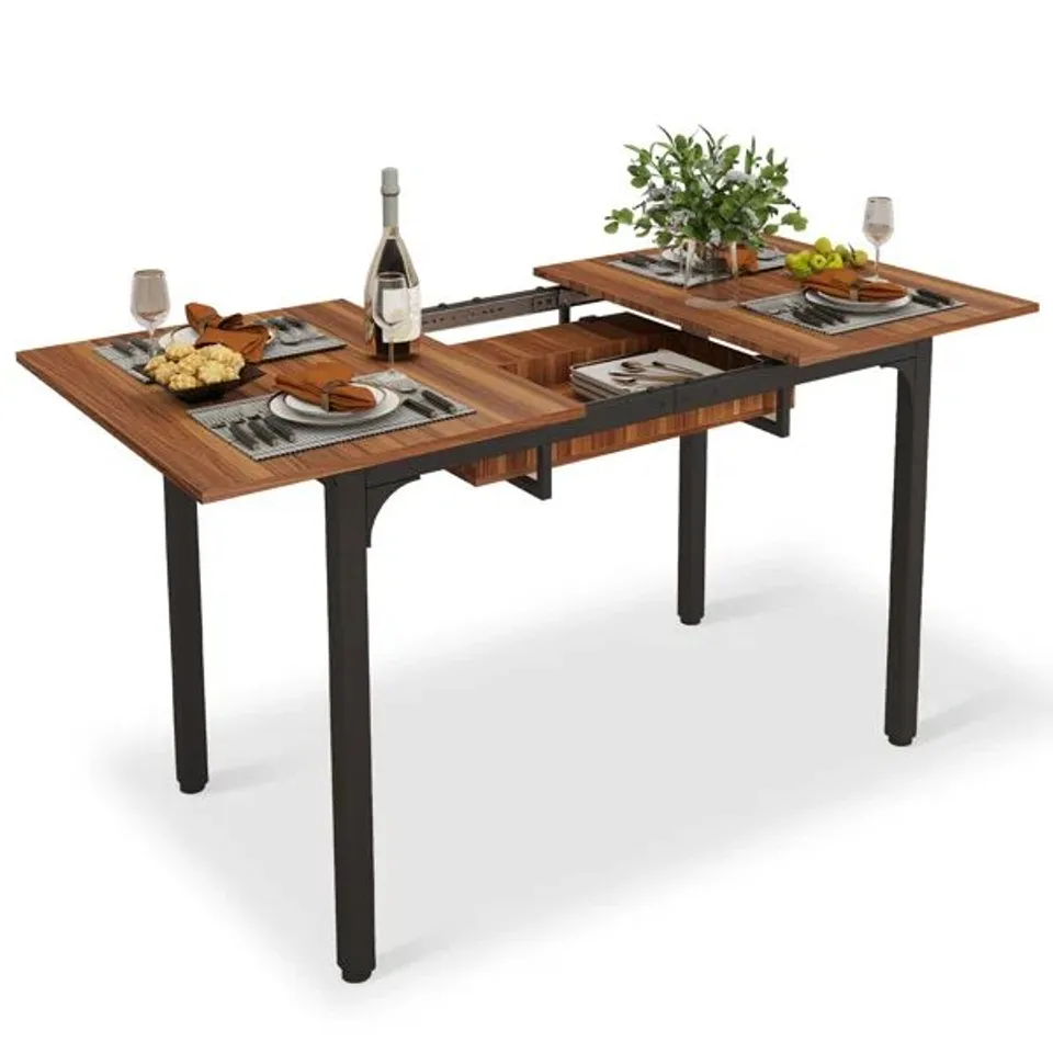 BOXED EXTENDABLE ANTKE DINING TABLE WITH 110-150cm TABLETOP - BROWN/BLACK (1 BOX)