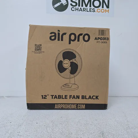 BOXED AIR PRO 12" TABLE FAN IN BLACK