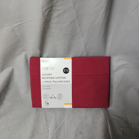 M&S HOME LUXURY EGYPTIAN COTTON 2-PACK PILLOWCASES – RED