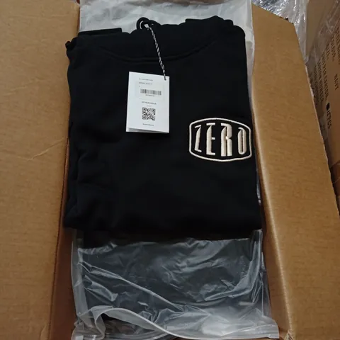 BOX OF APPROXIMATELY 7 X BRAND NEW BRASS MONKEY MENS BLACK HOODY // SIZE: S