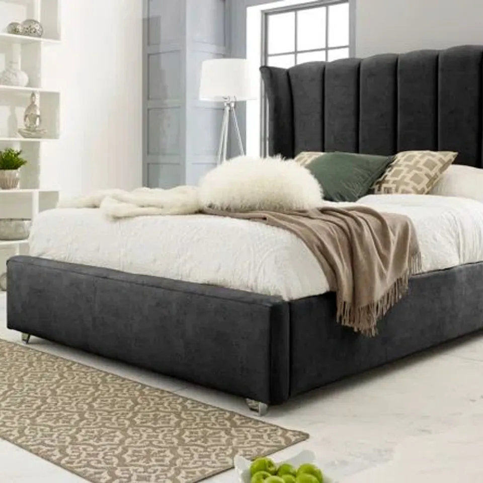 BOXED LACHANDA UPHOLSTERED BED FRAME // SIZE: SUPER KING (4 BOXES)