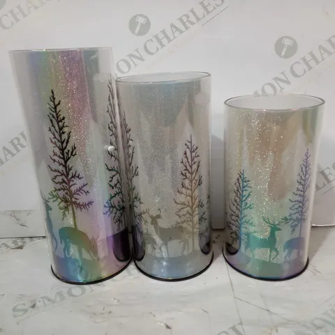 LUXA SHADOW PRELIT SET OF 3 REINDEER SCENE SPARKLERS