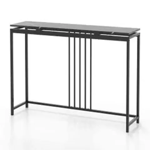 BOXED COSTWAY 120cm MODERN FAUX MARBLE TOP CONSOLE TABLE WITH HEAVY-DUTY METAL FRAME -