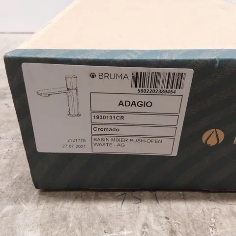 BOXED BRUMA ADAGIO BASIN MIXER WITH PUSH-OPEN WASTE - CHROME