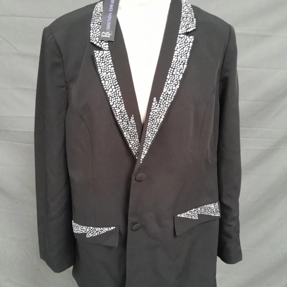 BRENDA EDWARDS EMBELLISHED BLAZER IN BLACK - 18W