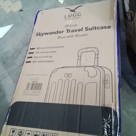 BOXED LUGG 20INCH SKYWANDER TRAVEL SUITCASE BLUE WITH BROWN 