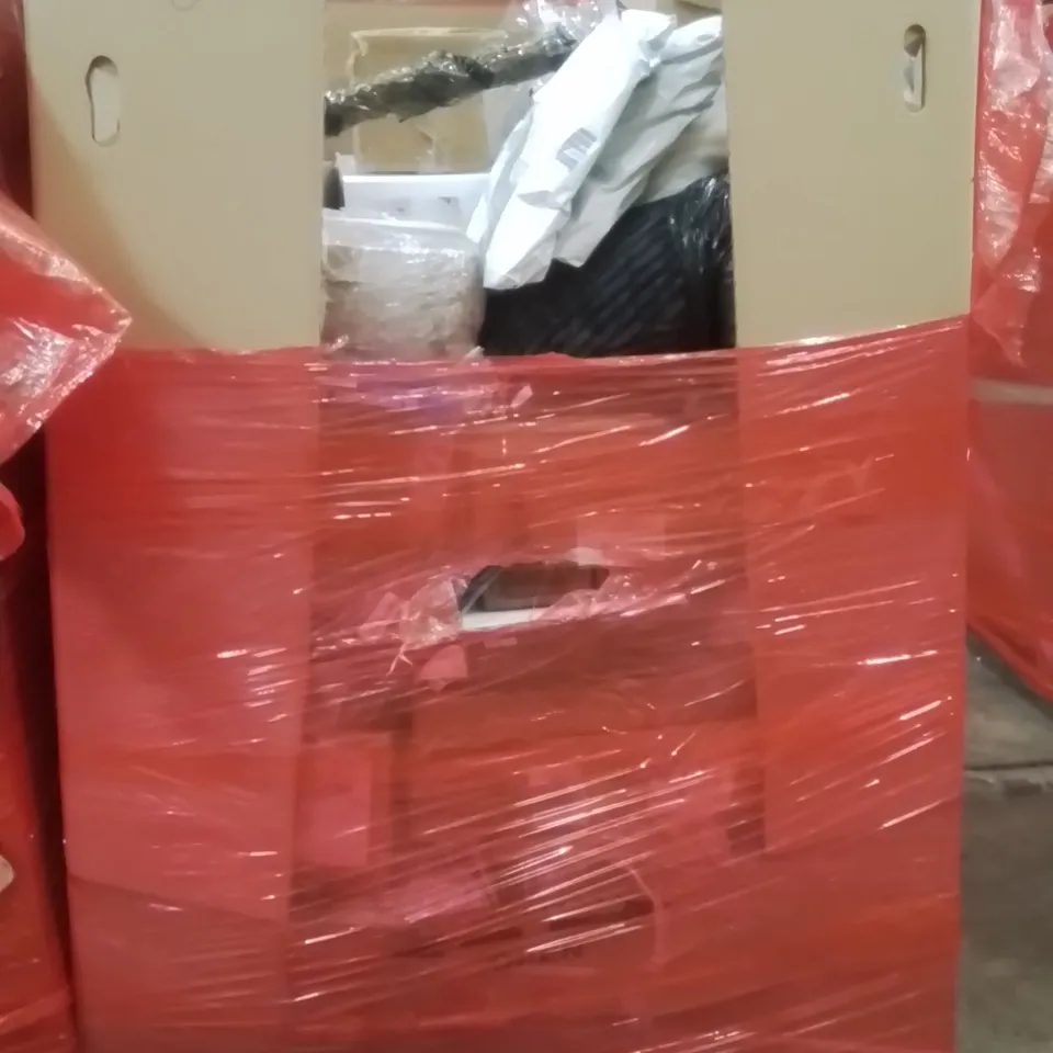 PALLET OF ASSORTED HOUSEHOLD GOODS AND PRODUCTS TO INCLUDE;GOLF PUTTING TRAINER,ELECTRIC FAN HEATER, MINI VIBRATION PLATE, TOILET SEAT AND OTHER ASSORTED ITEMS...